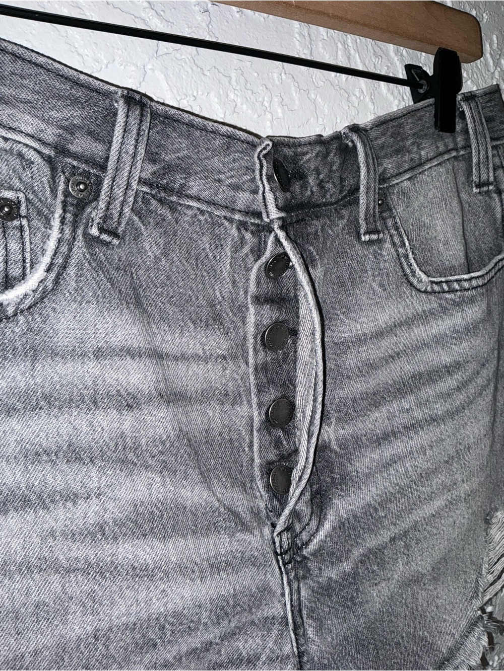 Wild Fable High Rise Mini Women's Black Distressed Denim Shorts - Picture 5 of 11